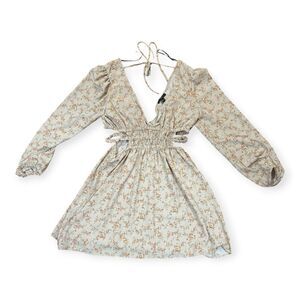 Forever 21 Woven Brown Mutlicolor flower print Cut Out